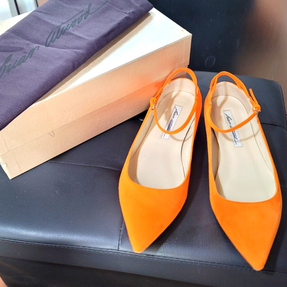 Brian Atwood Astrid Flat in Sunset Orange